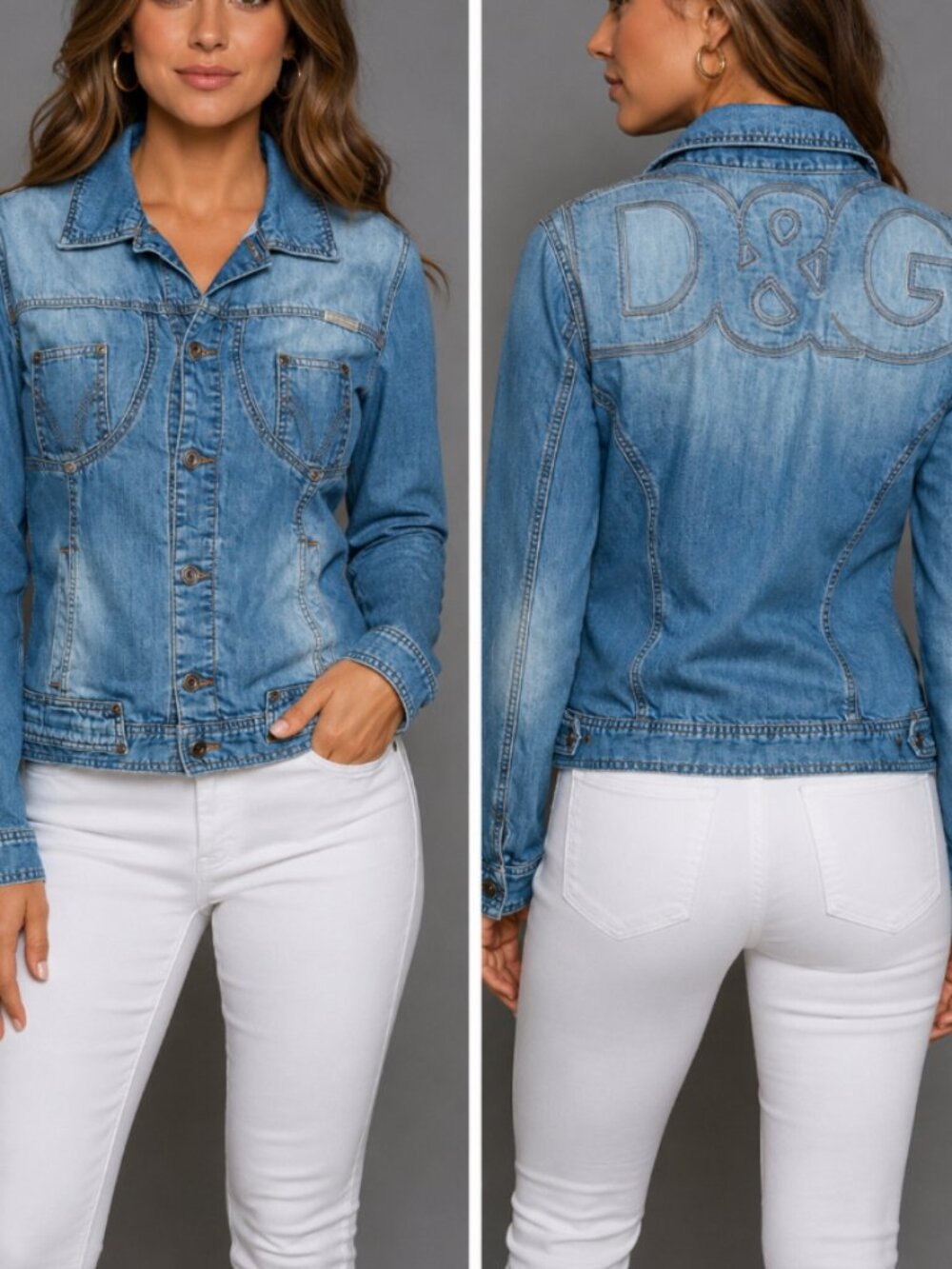 Dolce & Gabbana denim blue jean unisex large D&G embroidery jacket size S